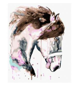 Картина по номерам Кінь у акварельну плямку