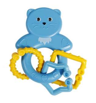 Іграшка-брязкальце синій котик з кільцями