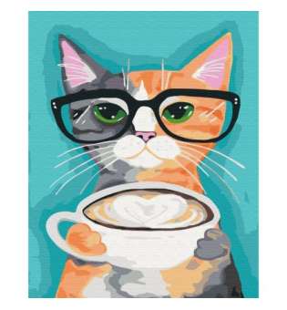Картина за номерами Кіт і кава ★★
