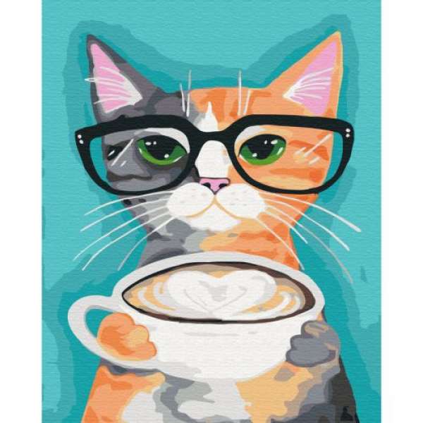 Картина за номерами Кіт і кава ★★