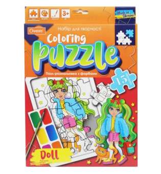 Пазл-розмальовка із фарбами Coloring Puzzle: Лялька (укр)