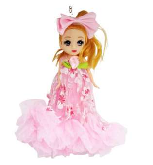 Кукла-брелок з бантом Роза, рожева
