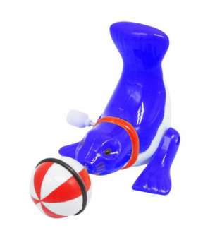 Заводна іграшка Тюлень з мʼячиком, синя