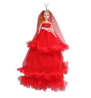 Лялька в довгій сукні Наречена, червоний