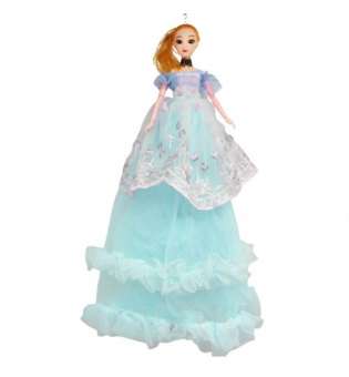 Лялька в довгій сукні з вишивкою, блакитний
