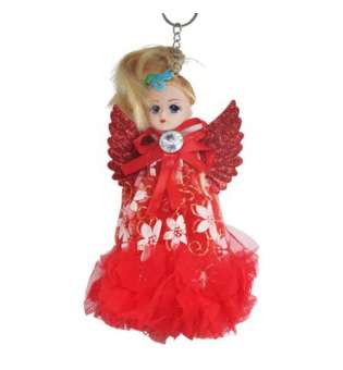 Лялька-брелок з крилами Янгол, червоний