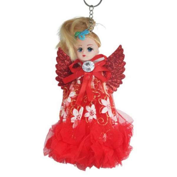 Лялька-брелок з крилами Янгол, червоний