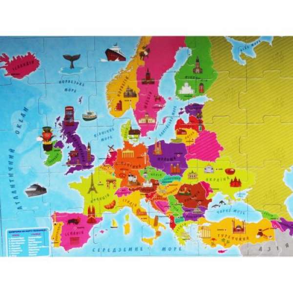 Магнітний пазл Карта Європи, 30 елементів, 38 х 28 см
