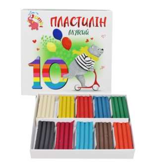 Пластилін дитячий, мʼякий, 10 кольорів