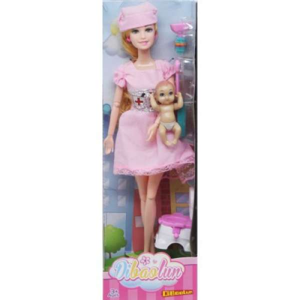 Лялька "Медсестра" з дитиною (у рожевій сукні)