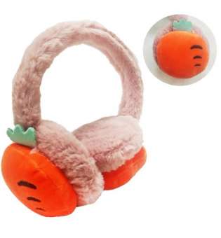 Хутряні навушники дитячі Морква, рожевий