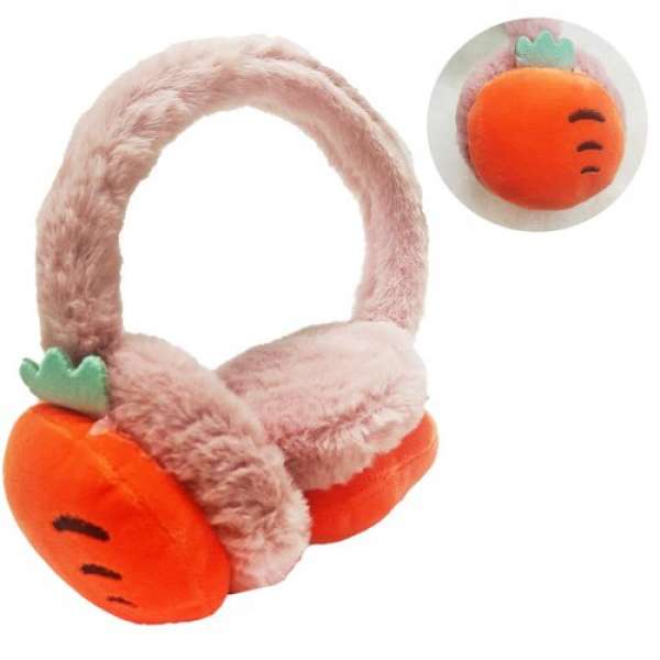 Хутряні навушники дитячі Морква, рожевий