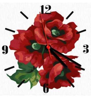Годинник-картина за номерами Маки, 30х30 см