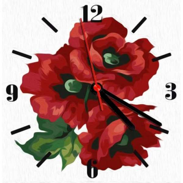 Годинник-картина за номерами Маки, 30х30 см