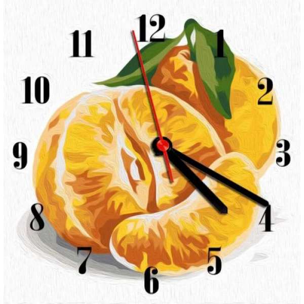 Годинник-картина за номерами Мандарин, 30х30 см