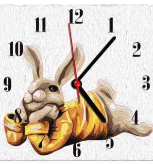 Годинник-картина за номерами "Кролик", 30х30 см