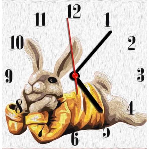 Годинник-картина за номерами "Кролик", 30х30 см