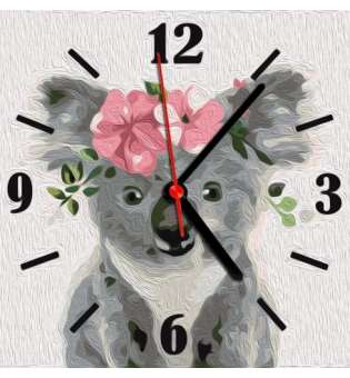 Годинник-картина за номерами Коала, 30х30 см