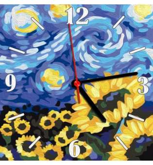 Годинник-картина за номерами Зоряна ніч, 30х30 см