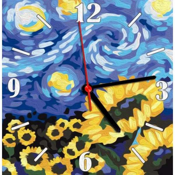Годинник-картина за номерами Зоряна ніч, 30х30 см