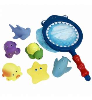 Ігровий набір для купання (Сачок акула + 6 іграшок)