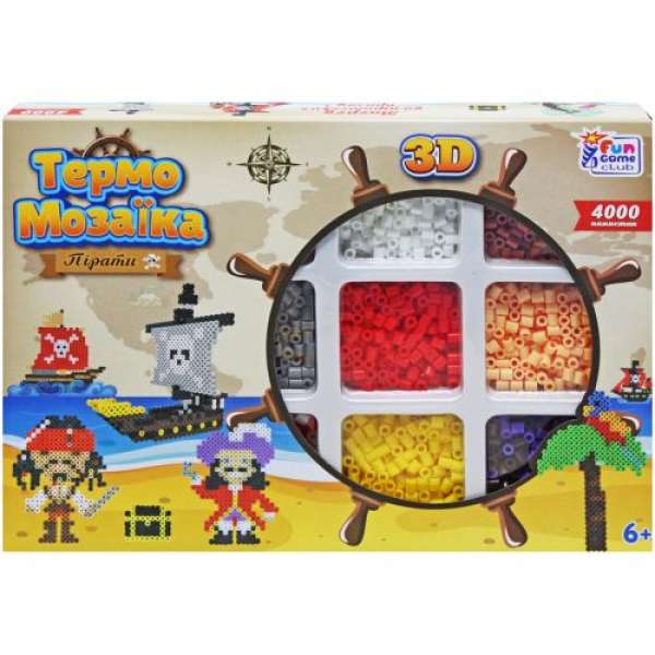 Термомозаїка 85758 (24/2) "4FUN Game Club", "Пірати", 3D-фігурки, 4000 намистин, 3 основи, в коробці