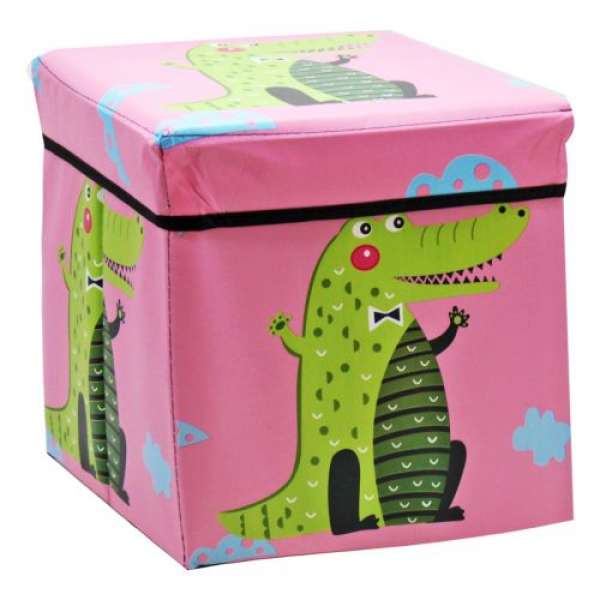 Кошик-пуфик для іграшок "Крокодил" (рожевий)