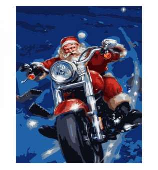 Картина за номерами "Дід Мороз на мотоциклі" ★★★★