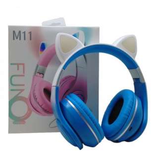 Навушники бездротові "Котик", з підсвічуванням (блакитні)