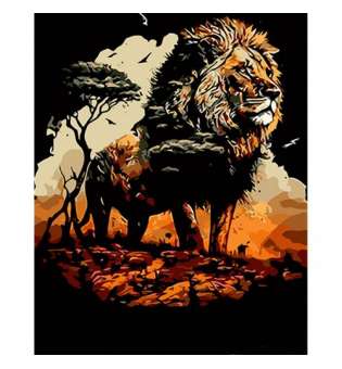 Картина за номерами на чорному фоні "Король лев" 40х50