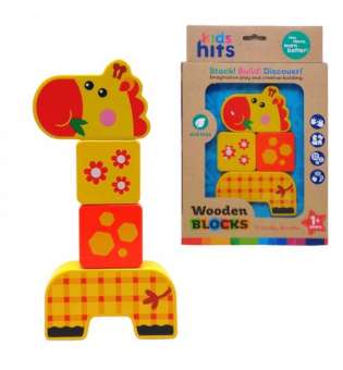 Деревʼяна іграшка-конструктор Wooden Blocks: Жирафа, 4 елементи