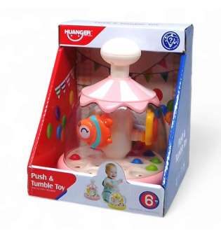 Дитяча іграшка Дзига: Push & Tumble Toy, з кульками (рожева)