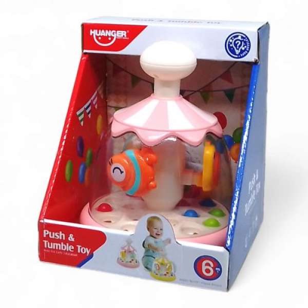 Дитяча іграшка Дзига: Push & Tumble Toy, з кульками (рожева)