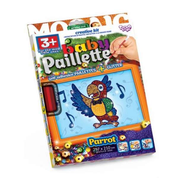 Картина-мозаїка з паєток "Baby Paillette: Папуга"
