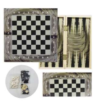 Гра 2 в 1 (шахи і нарди) на деревʼяній дошці (IGR43)