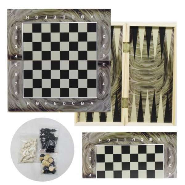 Гра 2 в 1 (шахи і нарди) на деревʼяній дошці (IGR43)