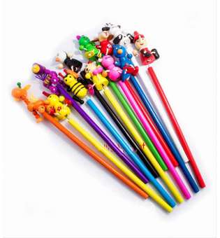Дитячі дерев'яні олівці з різними звірятами. В упаковці 12шт.