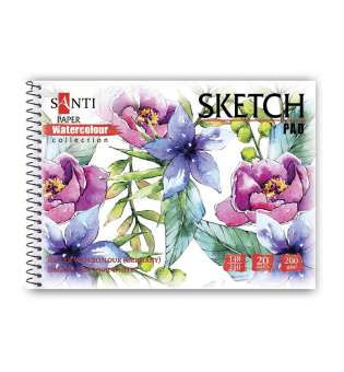 Альбом для акварелі SANTI "Flowers", А5, "Paper Watercolour Collection", 20 арк, 200 г/м2