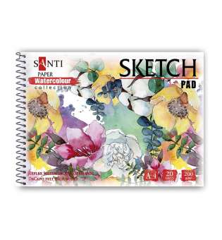 Альбом для акварелі SANTI "Flowers", А4, "Paper Watercolour Collection", 20 арк, 200г/м3 - ціна за 5
 шт.