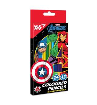Олівці кольорові YES 12 шт 24 кол Marvel.Avengers