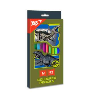 Олівці кольорові Yes 12/24 кольорів Jurassic World хакі