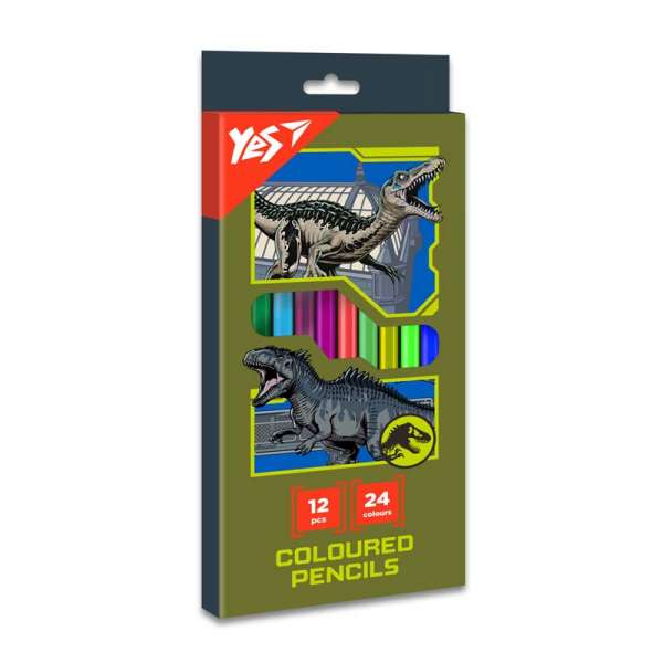 Олівці кольорові Yes 12/24 кольорів Jurassic World хакі