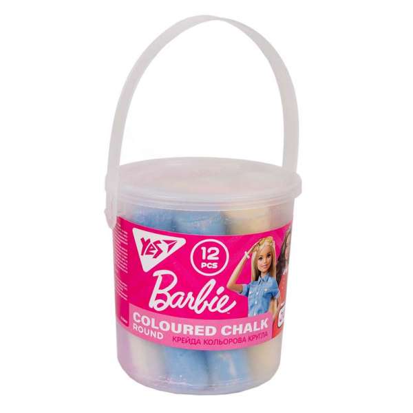 Крейда кольорова YES Barbie 12 шт, JUMBO в відрі