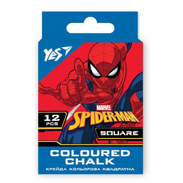 Крейда YES кольорова квадратна 12 шт. "Marvel.Spiderman"