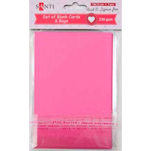Набір рожевих заготовок для листівок, 10см*15см, 230г/м2, 5шт.
