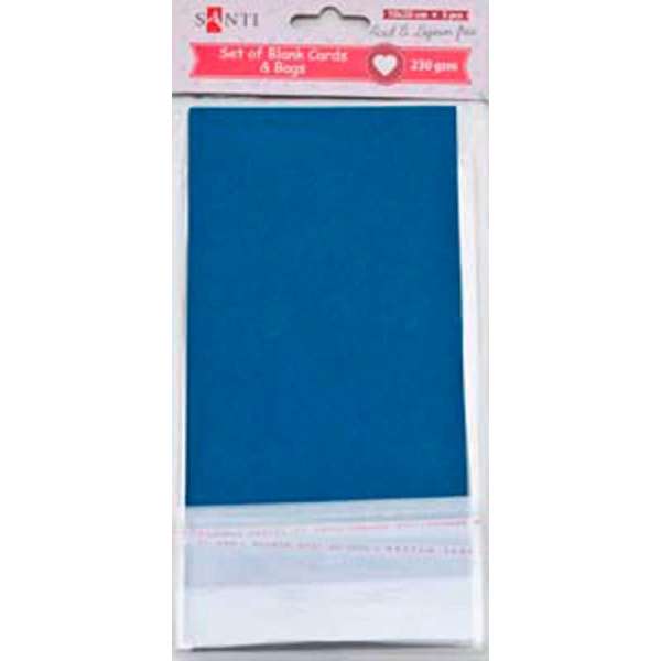 Набір темно-синіх заготовок для листівок, 10см*20см, 230г/м2, 5шт.