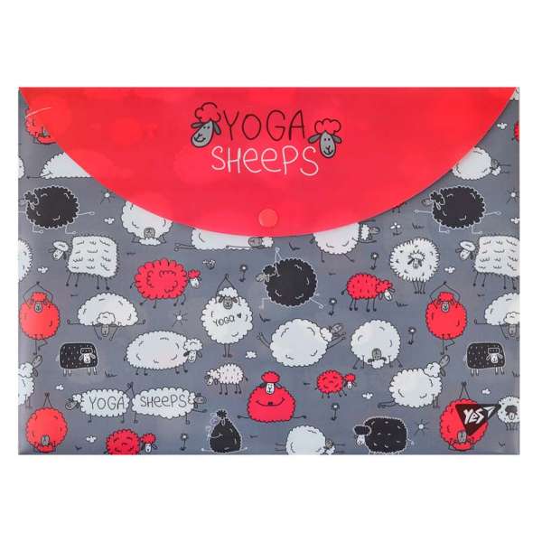 Папка-конверт YES на кнопці А4 "Yoga sheeps" - ціна за 12
 шт.