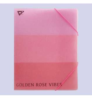 Папка-органайзер YES на гумці А4 "Rose Gold", 4 від., фольга