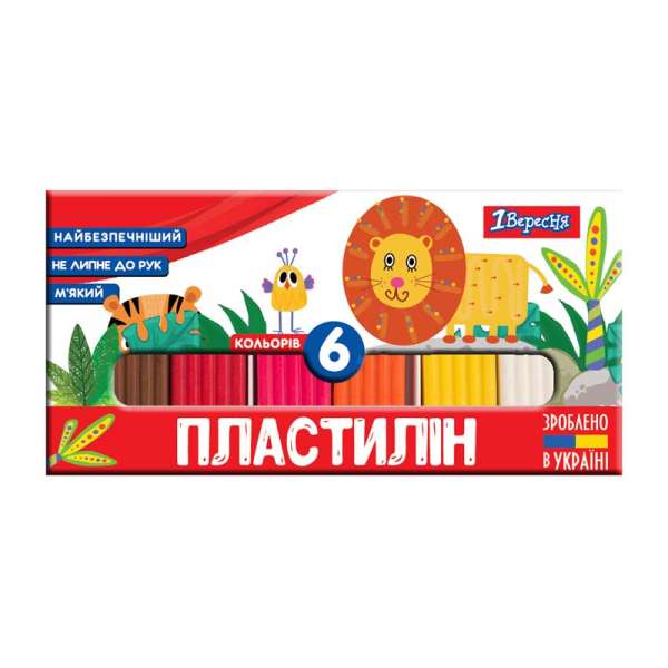 Пластилін 1Вересня "Zoo Land", 6 кол., 120г, Україна