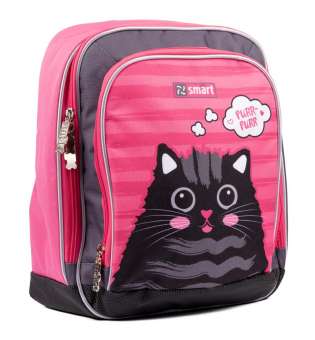 Рюкзак шкільний SMART H-55 "Cat rules", рожевий/чорний